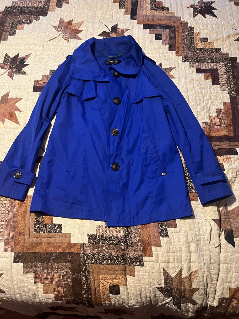 Eileen Fisher Cobalt Blue Trench Coat Size Small